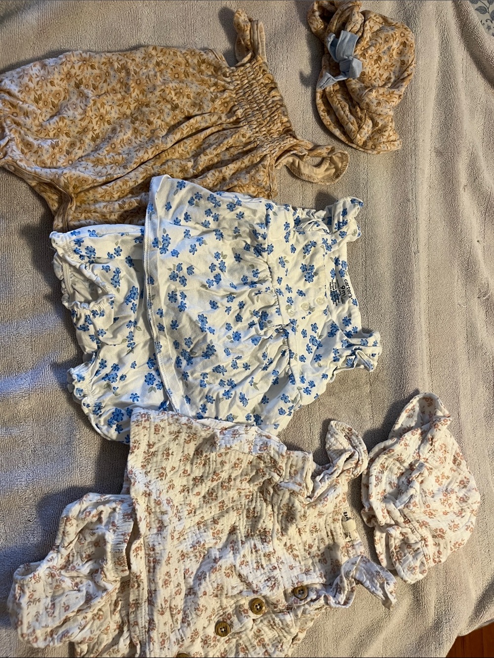 Carter's Floral Baby Girl Camisole Tops & Romper Mix - Blue, Cream, Tan